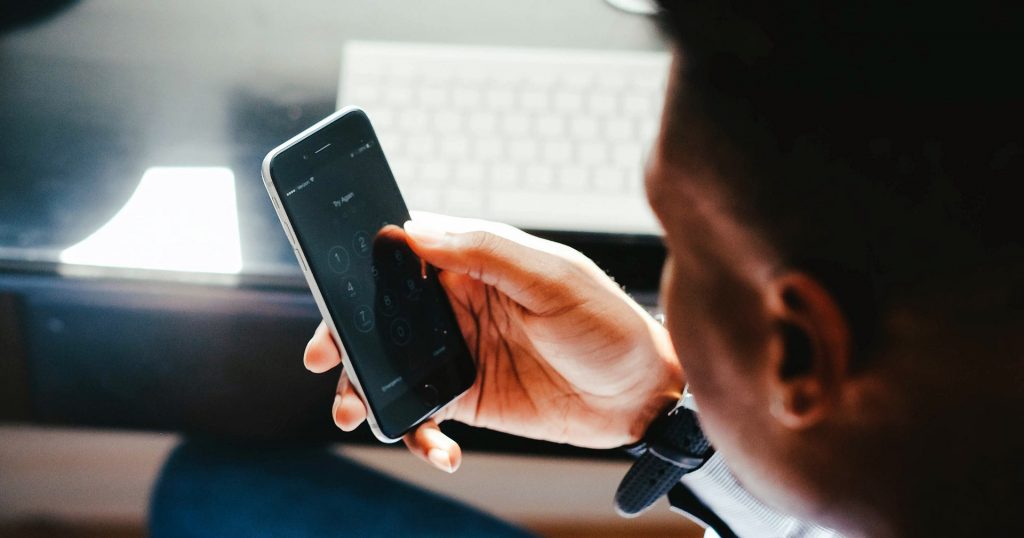 Businessman using mobile phone