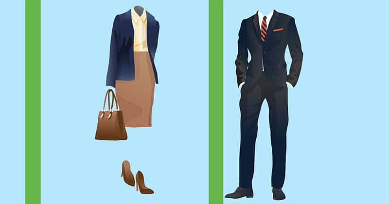 Man and woman business attire