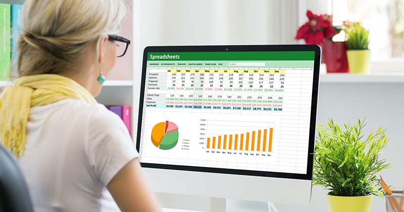 Spreadsheet table and charts