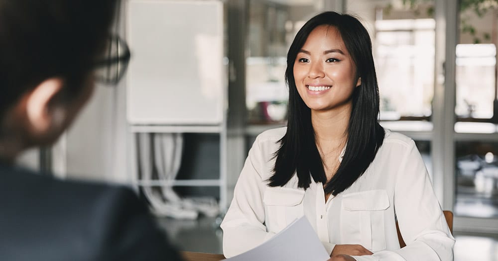 Woman attending job interview