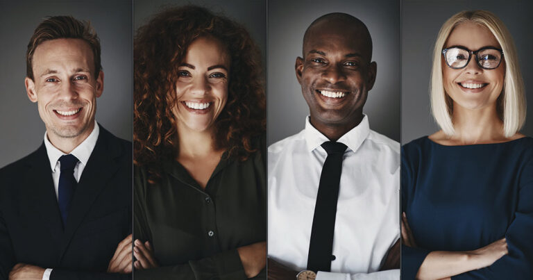 Montage of business professionals