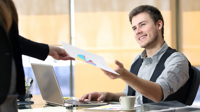 Microsoft excel job with chart printout being handed over