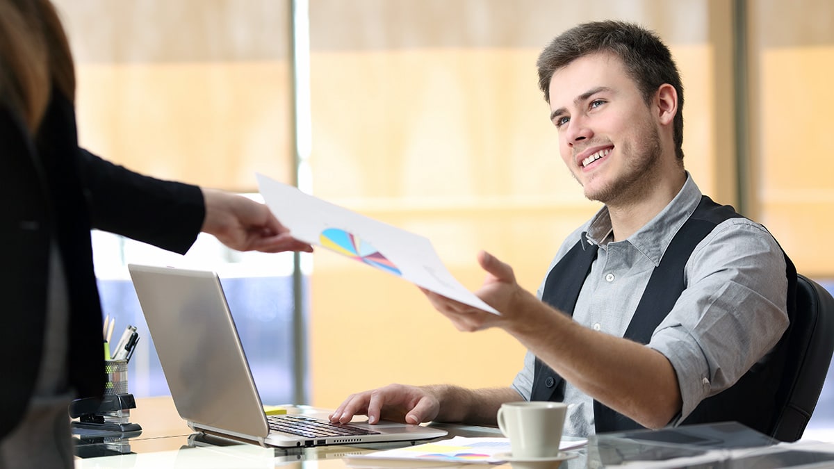 Microsoft excel job with chart printout being handed over
